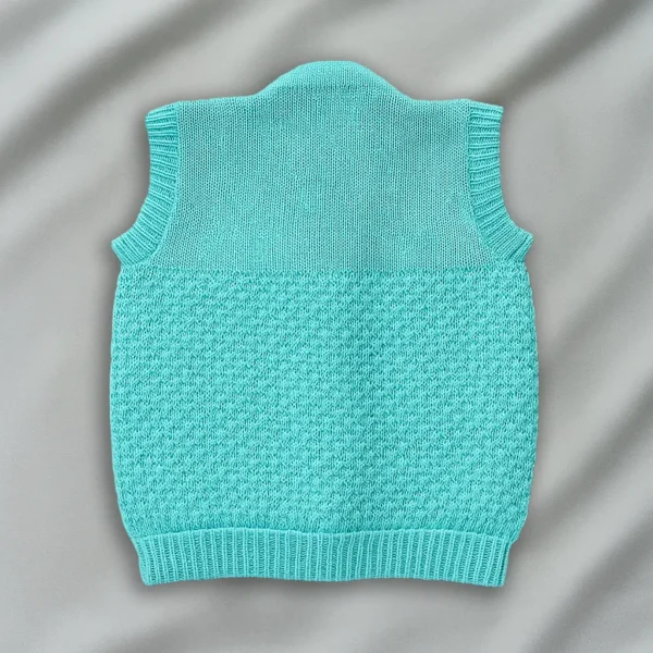 Turquoise Woolen Jacket for Baby Boy and Girl - Image 2