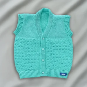 Turquoise Woolen Jacket for Baby Boy and Girl
