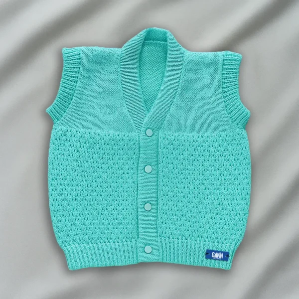 Turquoise Woolen Jacket for Baby Boy and Girl