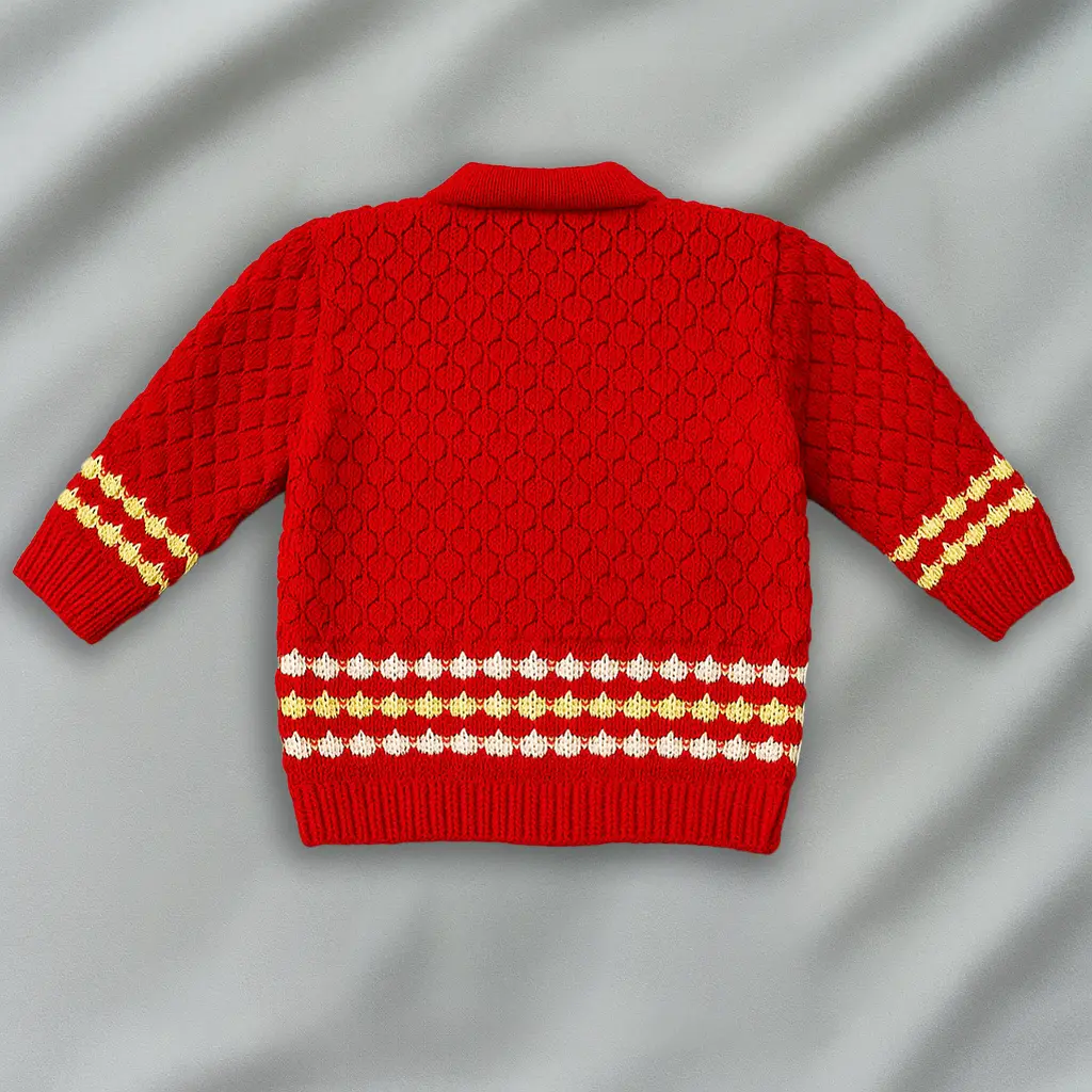 Red Woolen Sweater Set for Baby Boy and Girl - Image 2