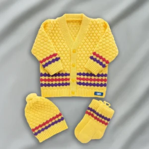 Yellow Woolen Sweater Set for Baby Boy and Girl