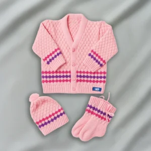 Pink Woolen Sweater Set for Baby Boy and Girl